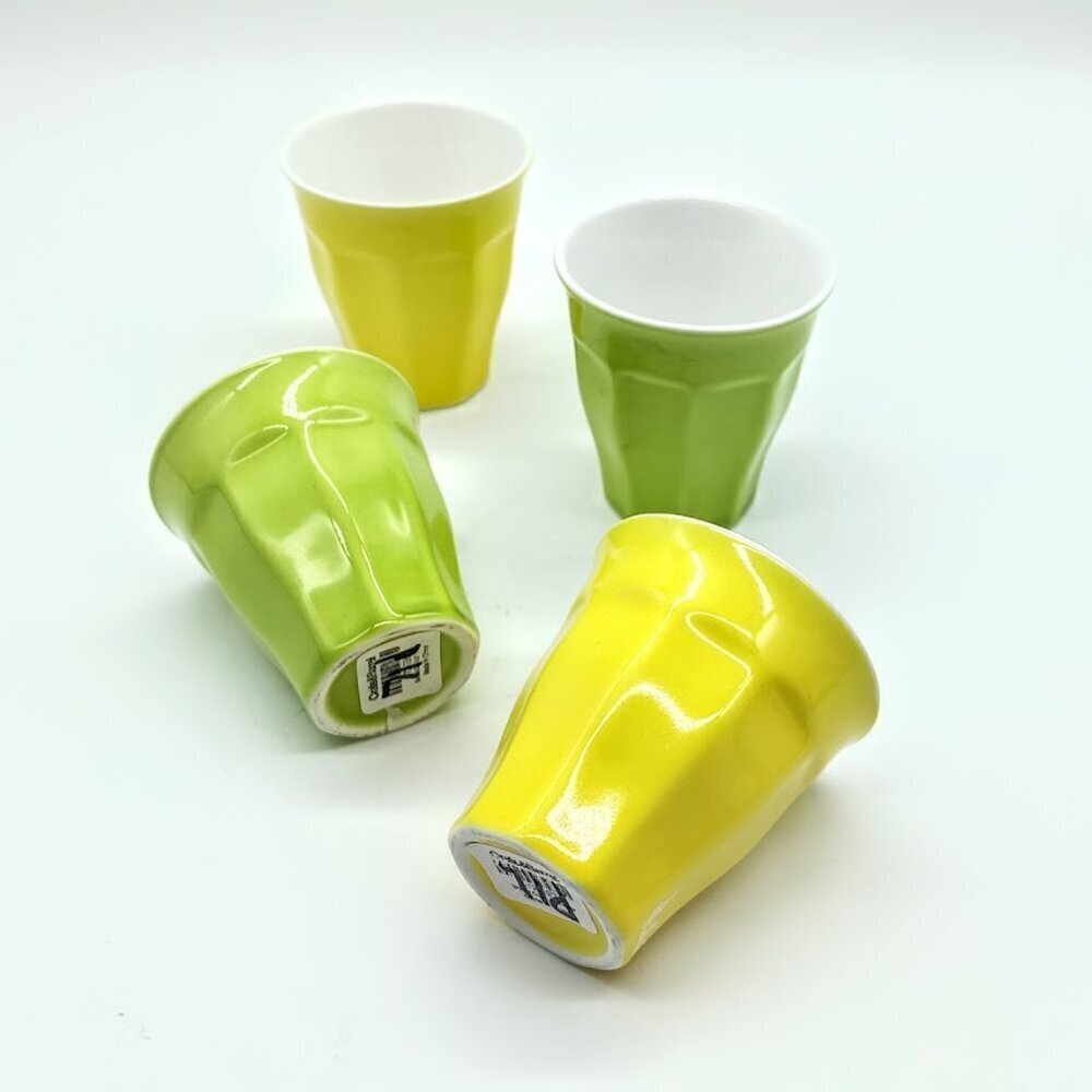 Crate & Barrel Green Yellow 3 Oz. Ceramic Espresso Shot Glasses